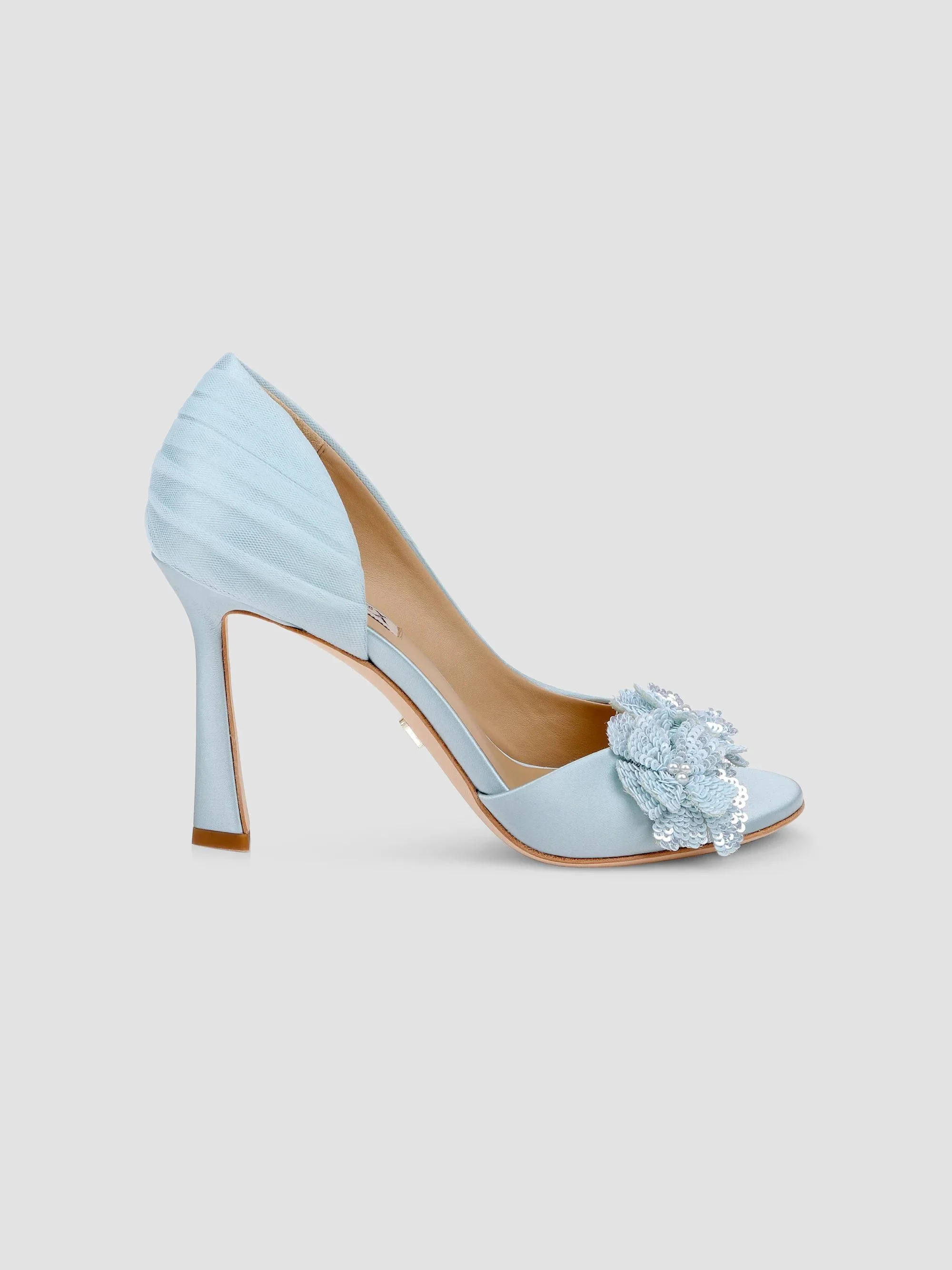 Women's Yana 90MM Embellished Satin D'Orsay Pumps - Mist Blue Satin - 1