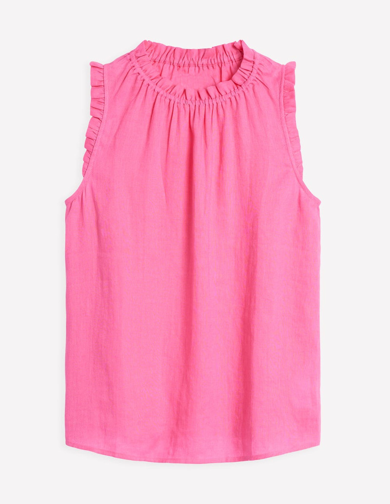 Sophie Ruffle Linen Top-Pink Rose 3