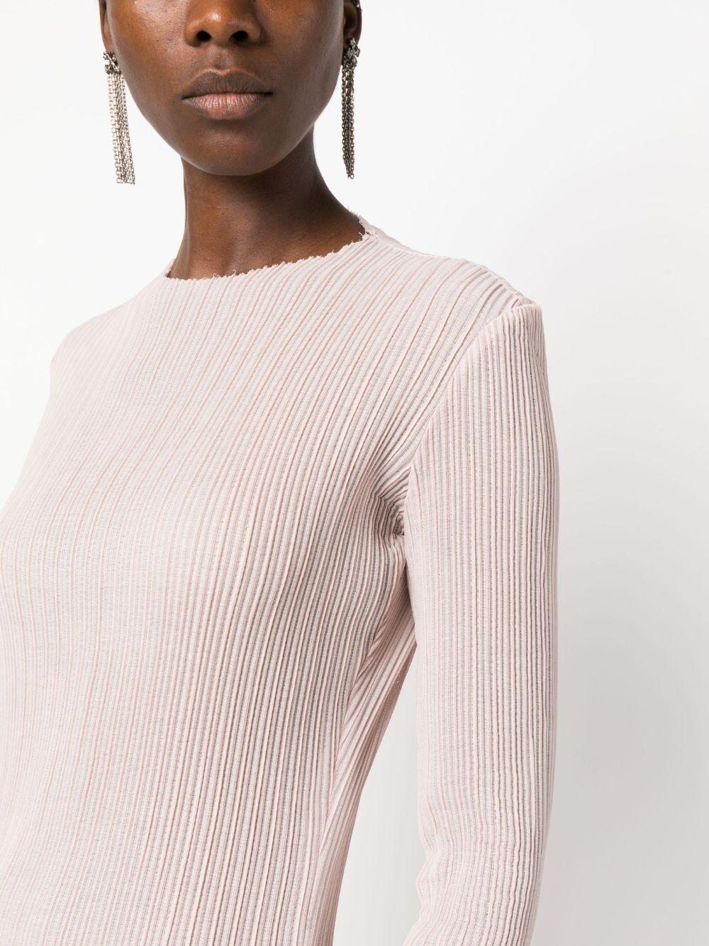 pleated long-sleeved minidress - 5