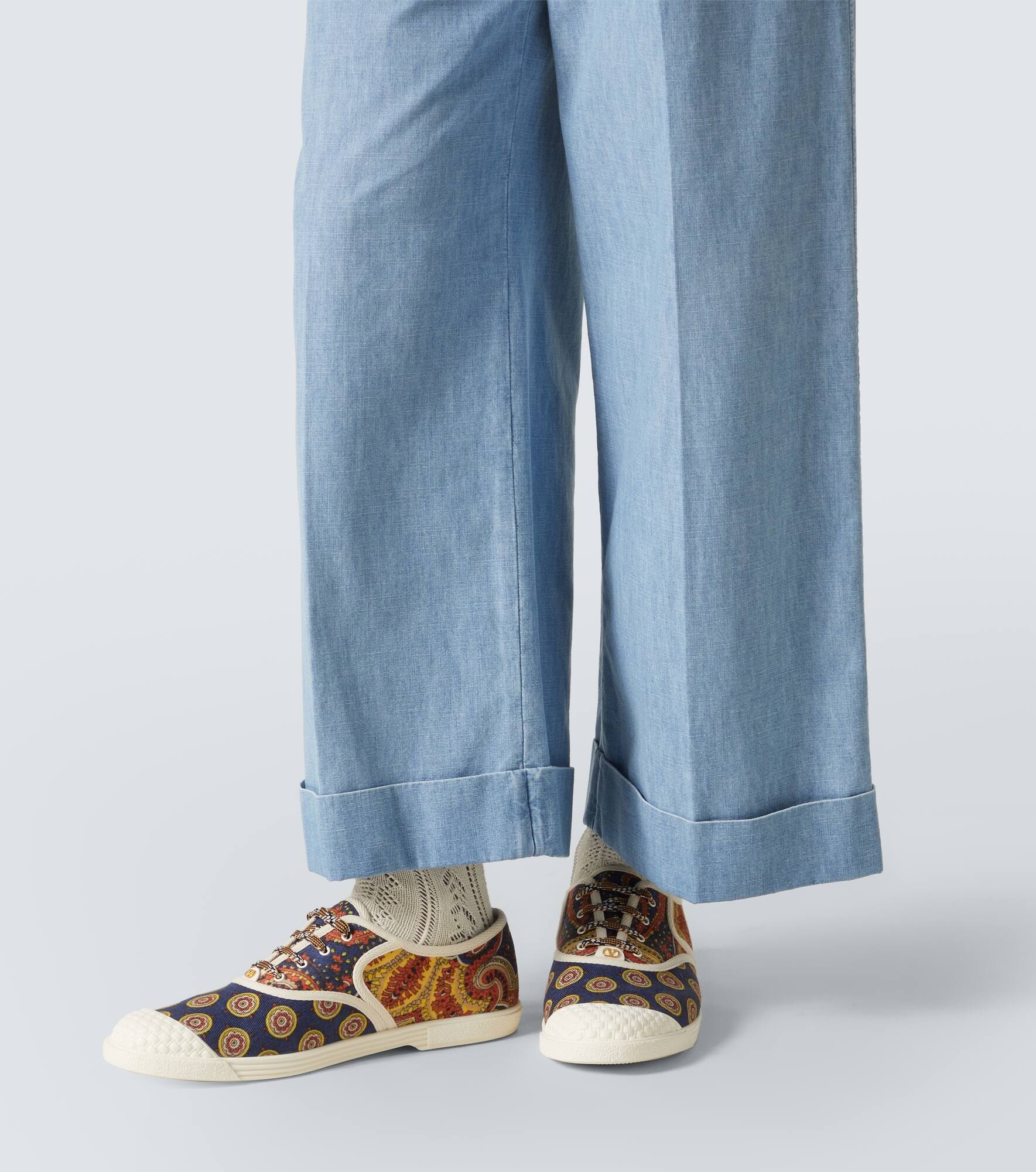 Cropped wide-leg denim pants - 6