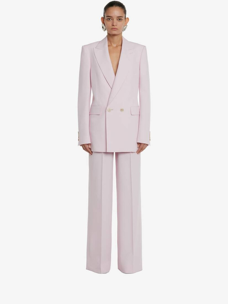 Alexander McQueen Women's Double-breasted Sartorial Wool Jacket in Porcelain outlook
