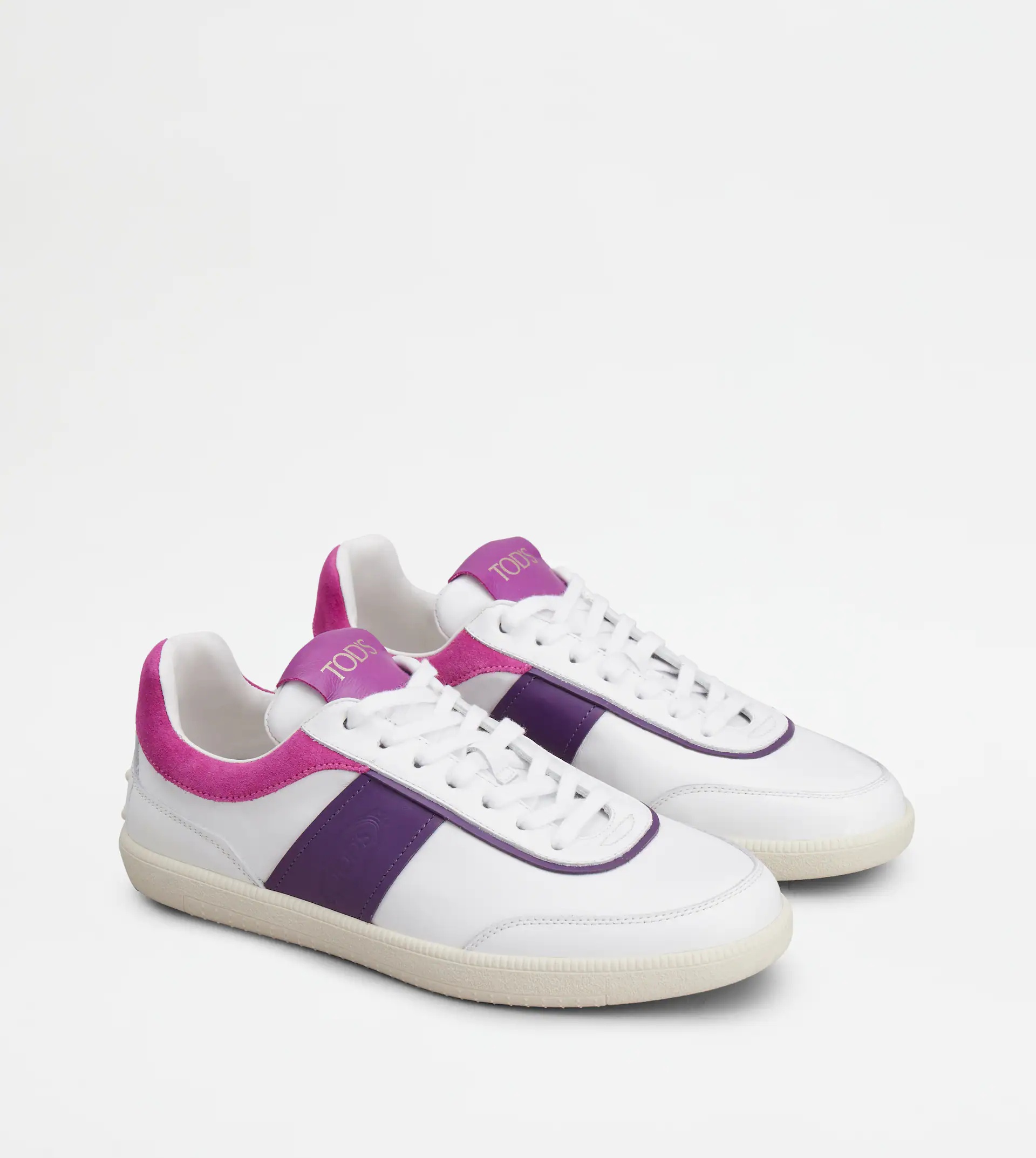 TOD'S TABS SNEAKERS IN LEATHER - WHITE, VIOLET - 3