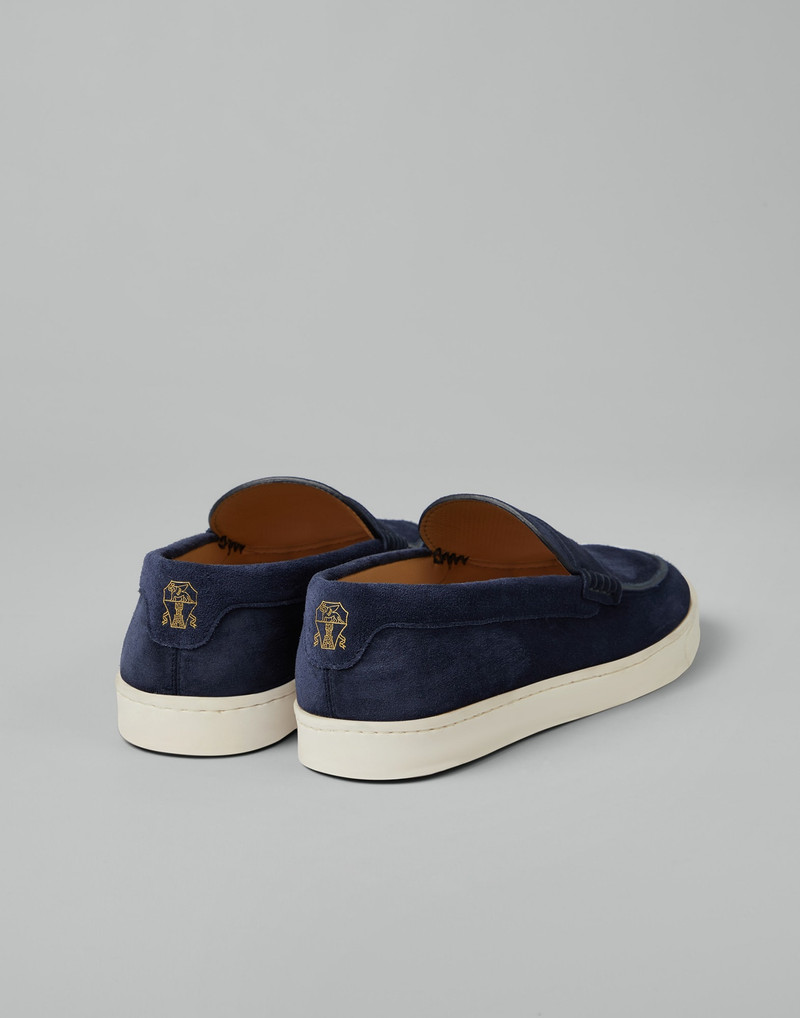 Brunello Cucinelli Suede loafer sneakers with natural rubber sole outlook