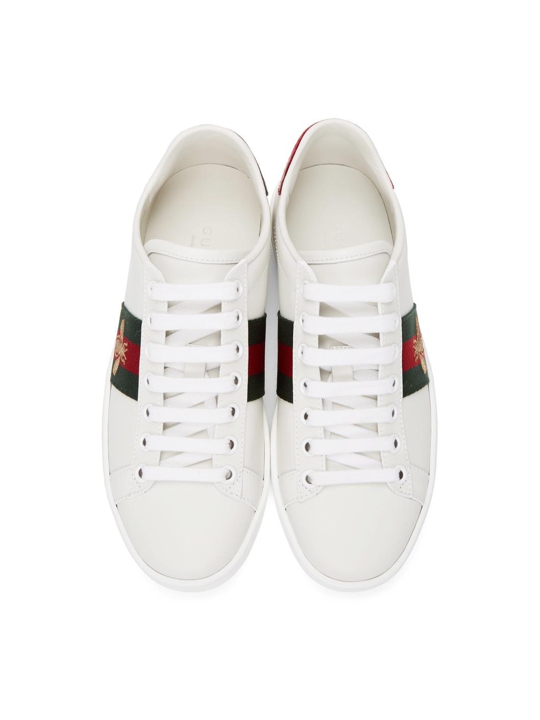 White Embroidered Bee Ace Sneakers - 5