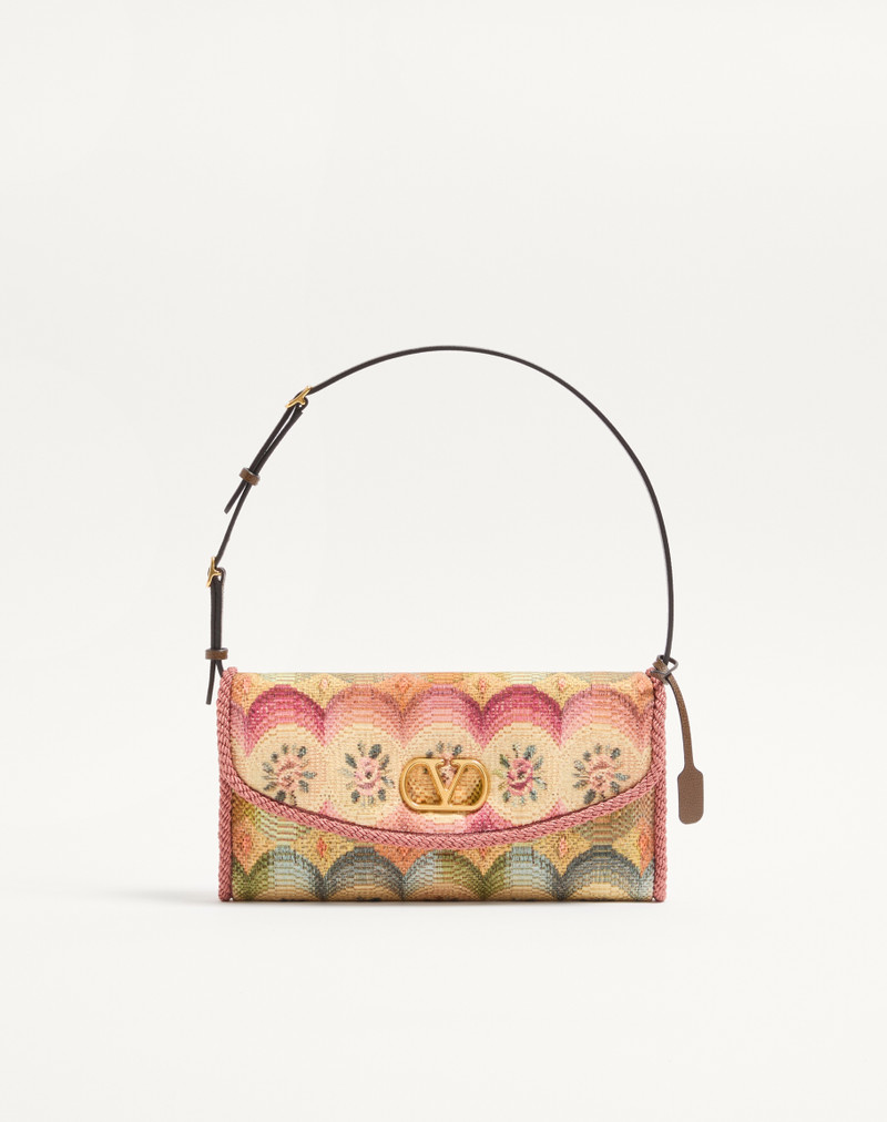 VALENTINO GARAVANI DEVAIN SMALL SHOULDER BAG IN JACQUARD APRES L'HIVER FABRIC 1