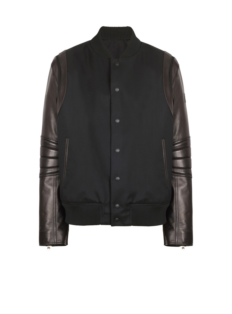 Wool and leather varsity jacket 1