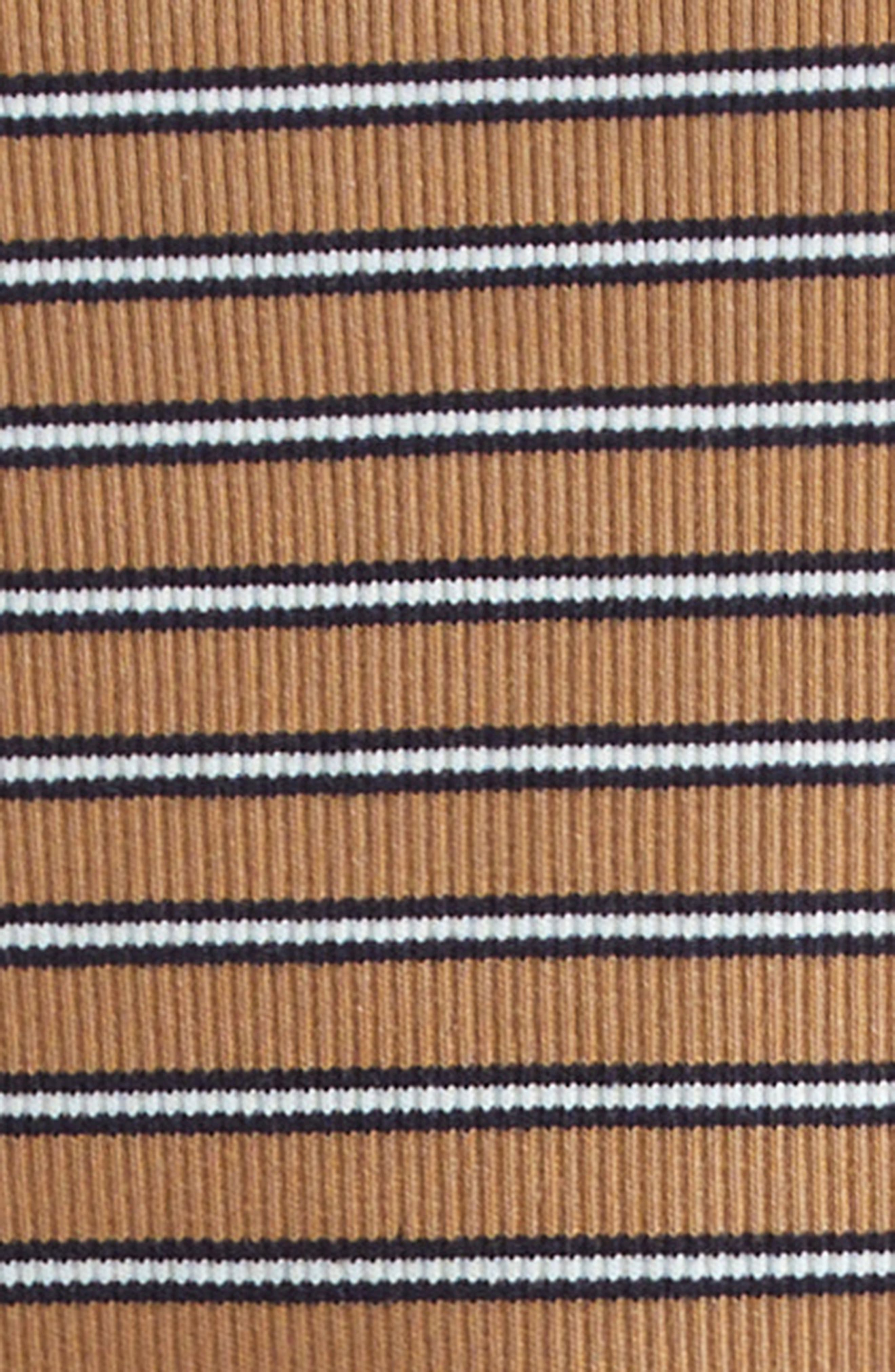 Veronica Beard Pruitt Stripe Three Quarter Sleeve Cotton T-Shirt in Brown Multi at Nordstrom - 7
