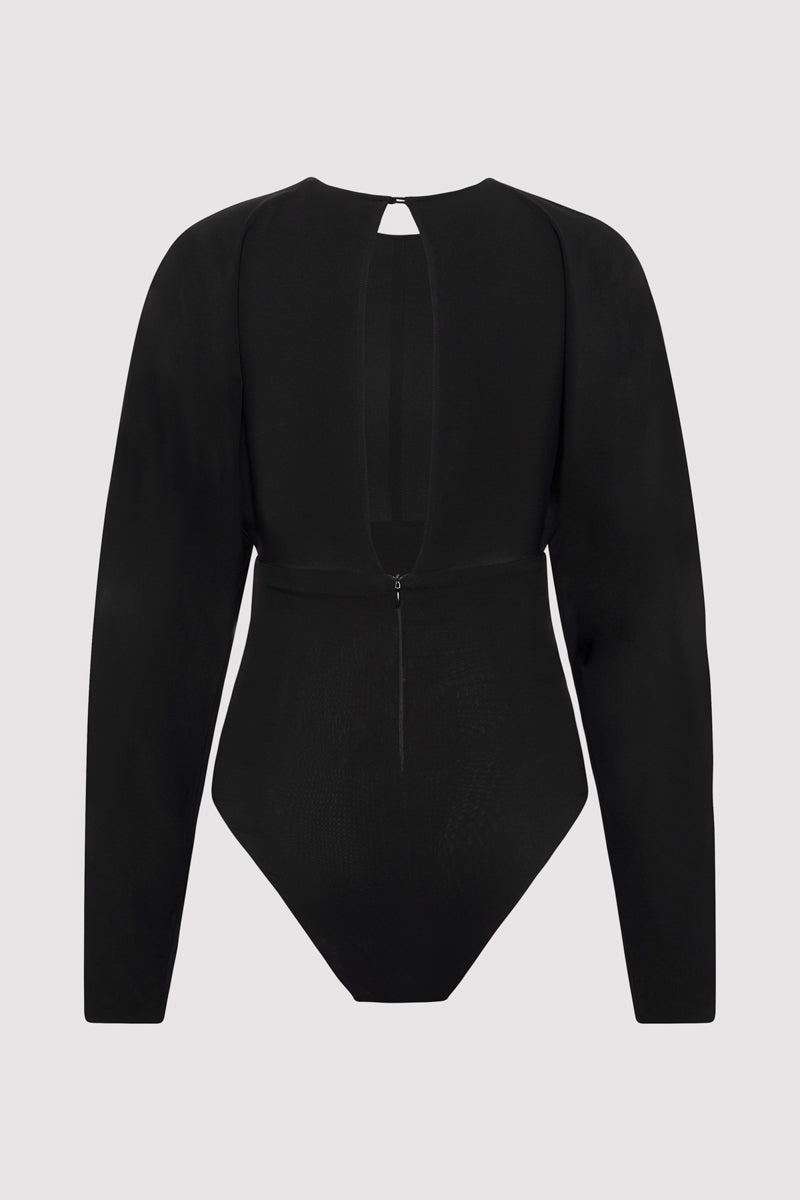 Dolman Sleeve Bodysuit - Black - 11