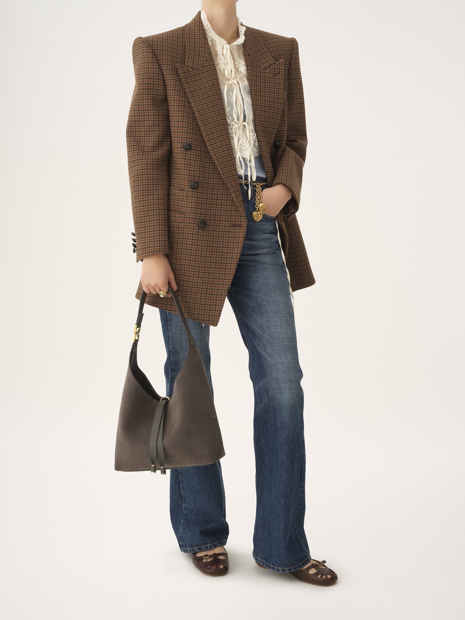 SMALL MARCIE HOBO BAG IN SUEDE LEATHER - 8