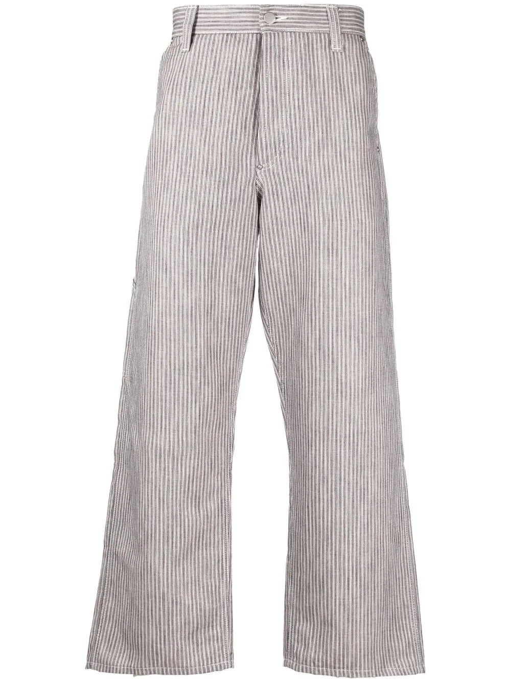 stripe-pattern cropped trousers - 1