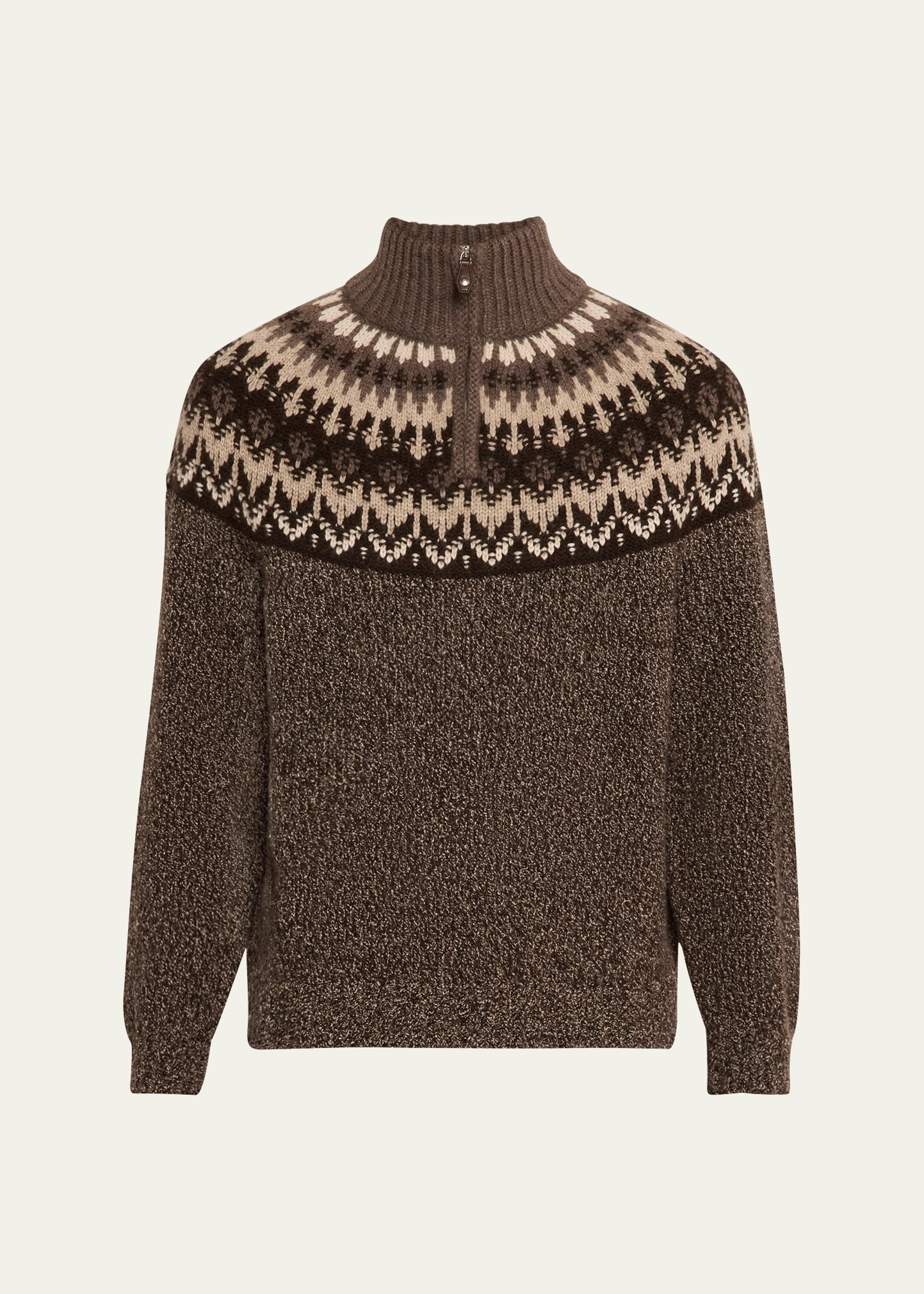 Men's Alpe Pile Cashmere and Silk Quarter-Zip Sweater - 1