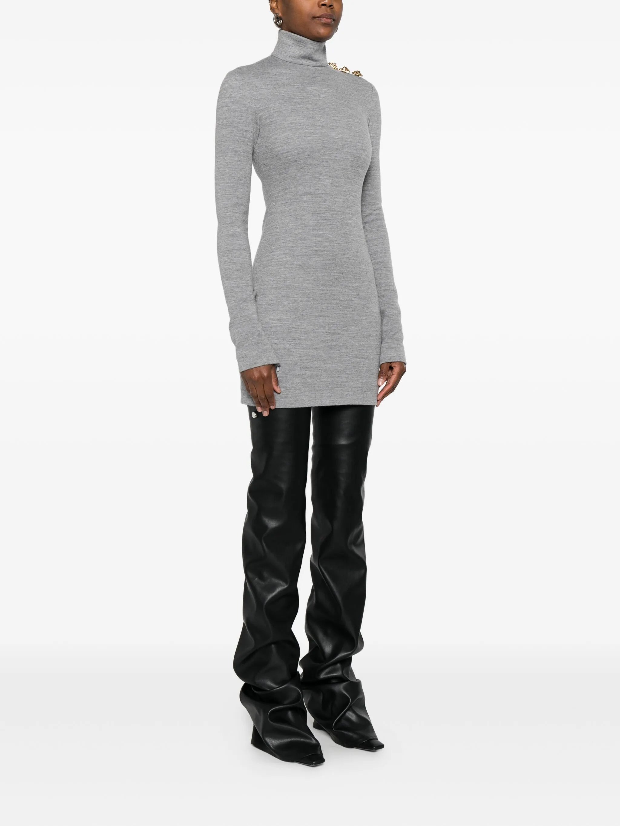 Balmain High-neck Button-detail Dress - 3