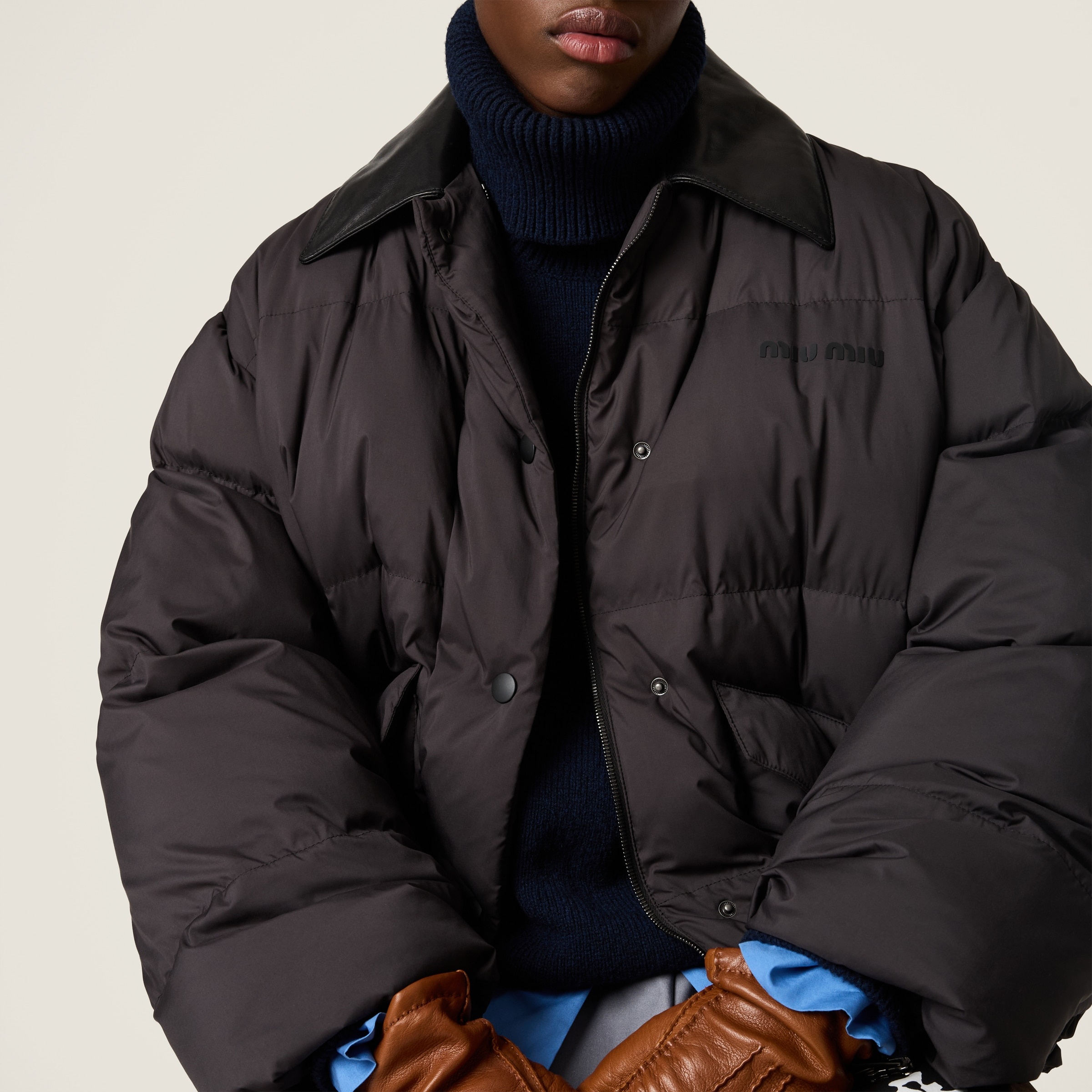 Miu Miu Technical pongé cropped down jacket | REVERSIBLE