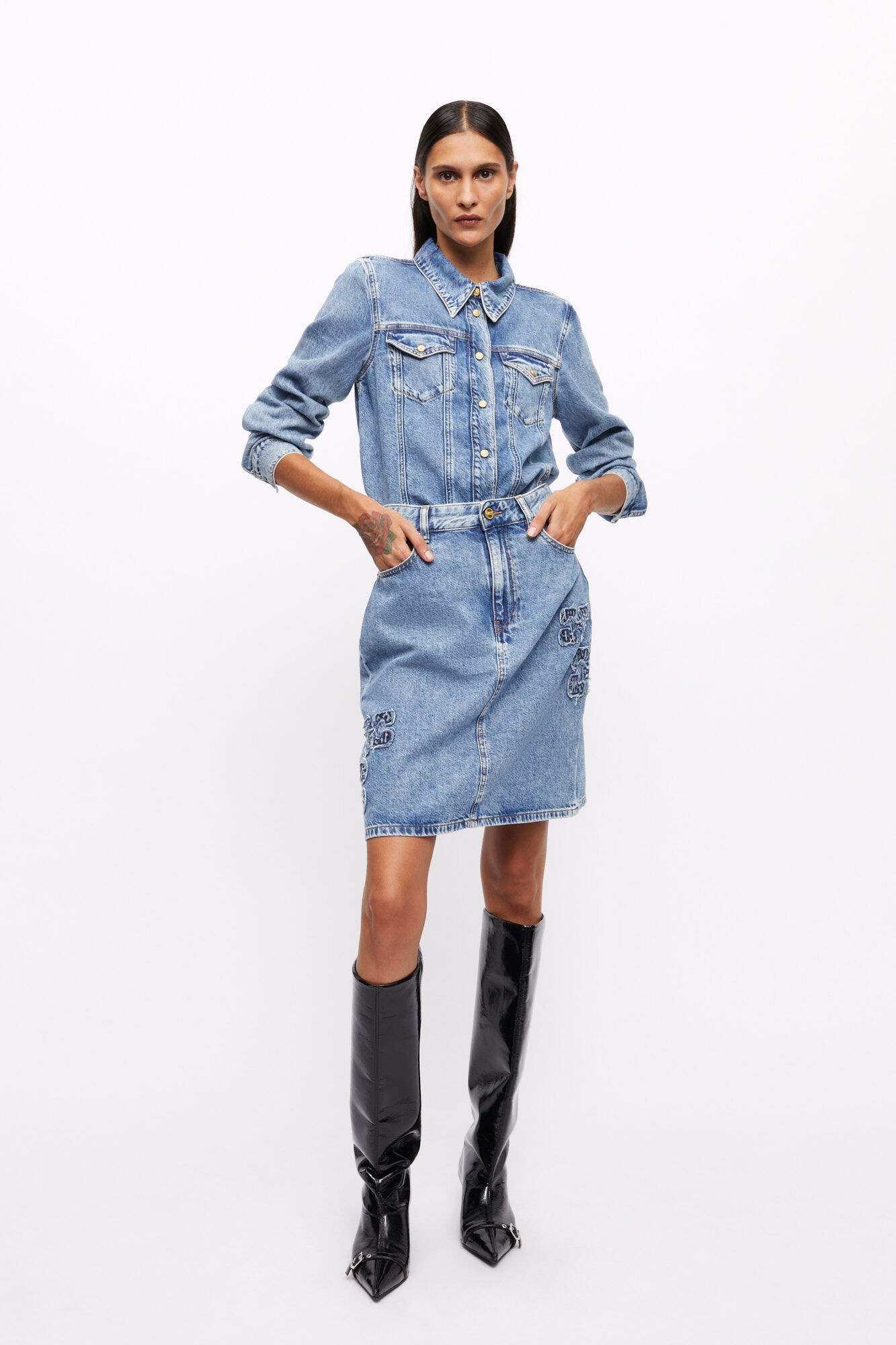BLUE DENIM SKIRT - 3