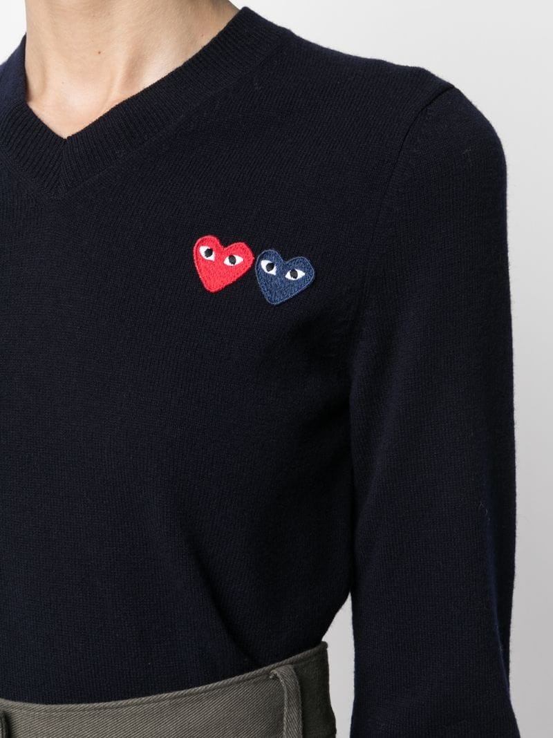 double heart motif jumper - 6