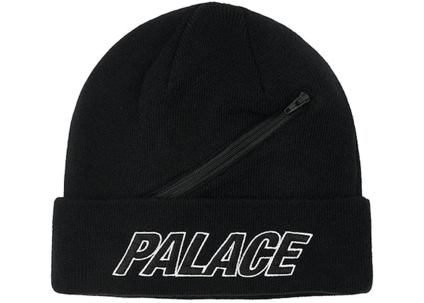 Palace Zip Pocket Beanie Black - 1