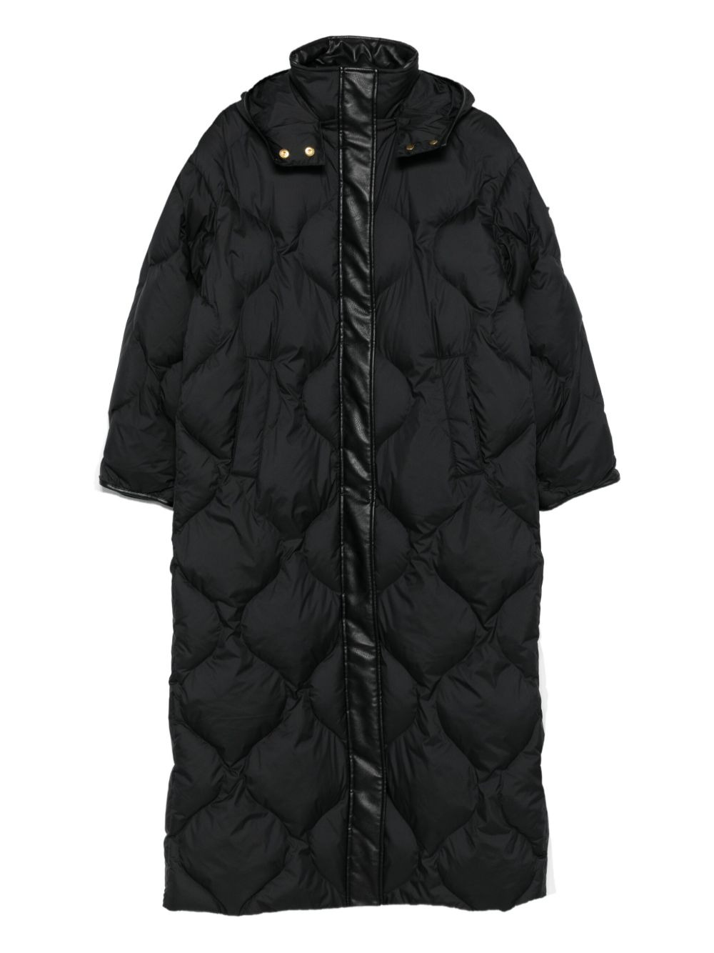 quilted leather-insert coat - 1