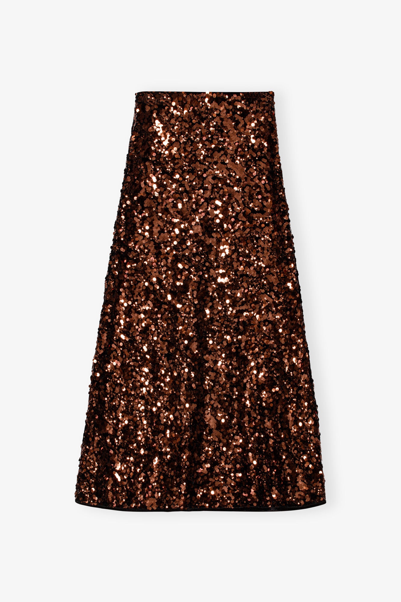 BROWN SEQUINS MAXI SKIRT - 1