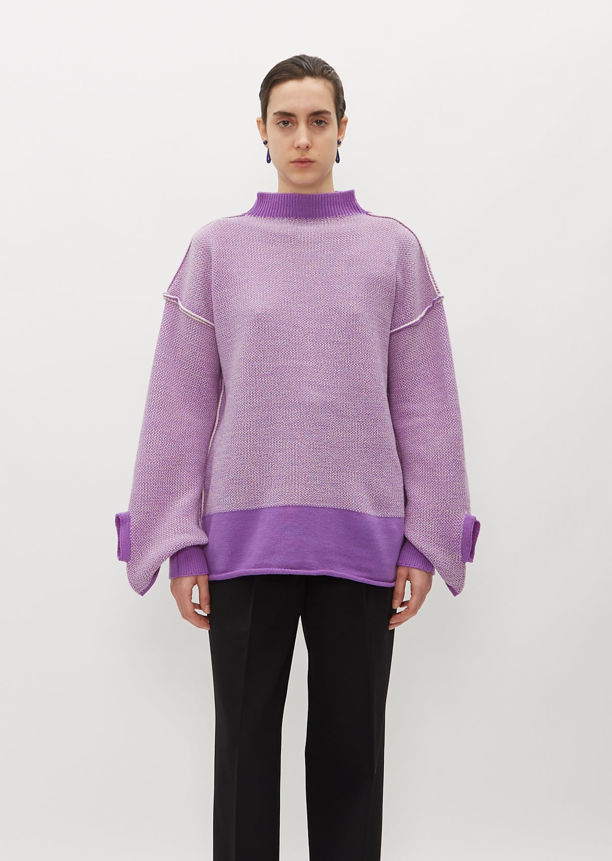 Seed Stitch Knit Top — Purple - 1