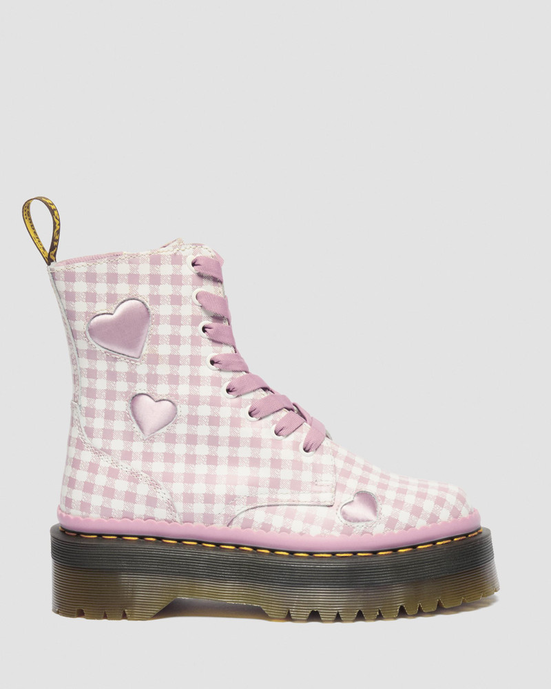 JADON HEART Gingham Leather Platform Boots 1