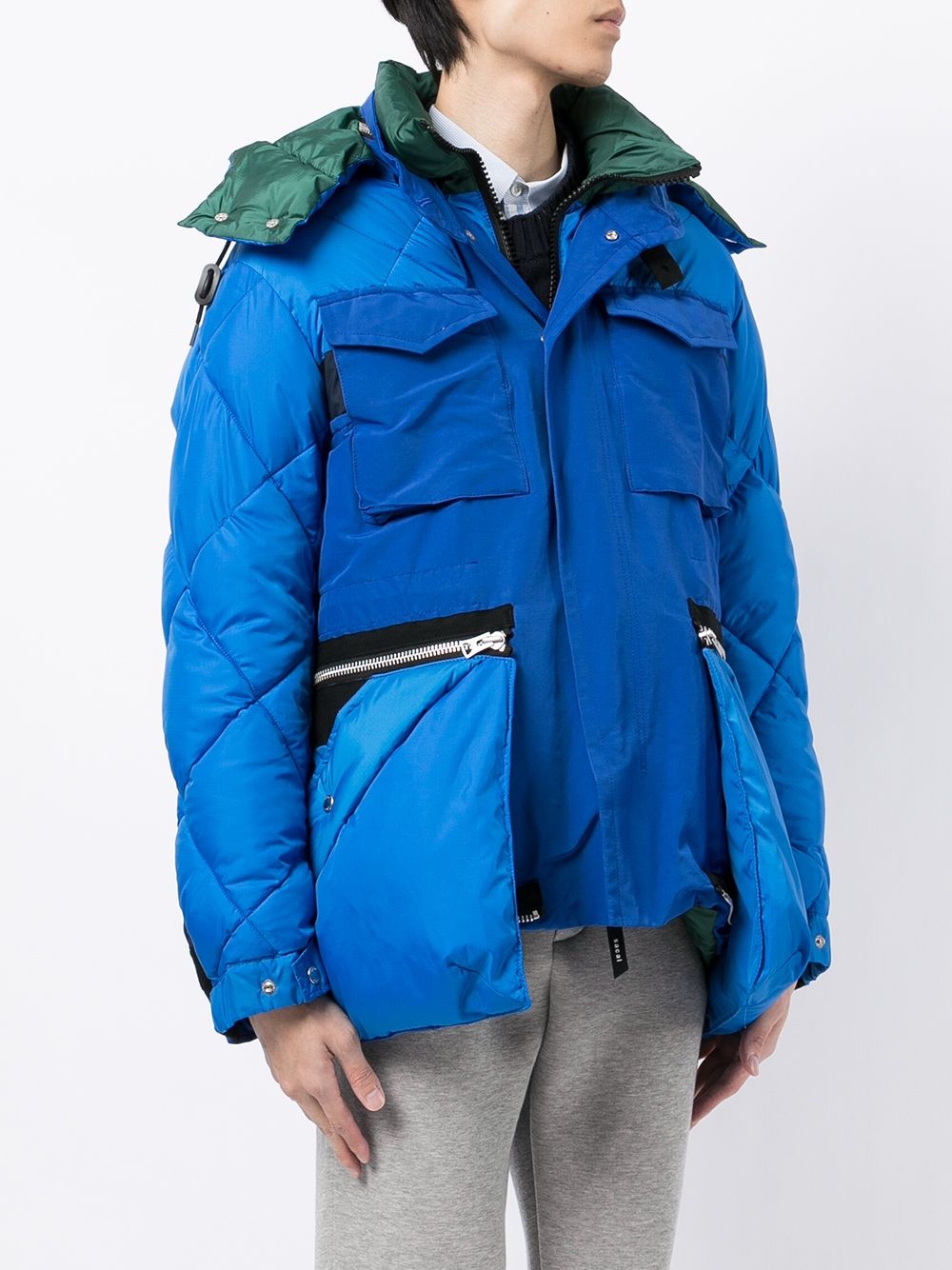 panelled oversize-pocket padded jacket - 3