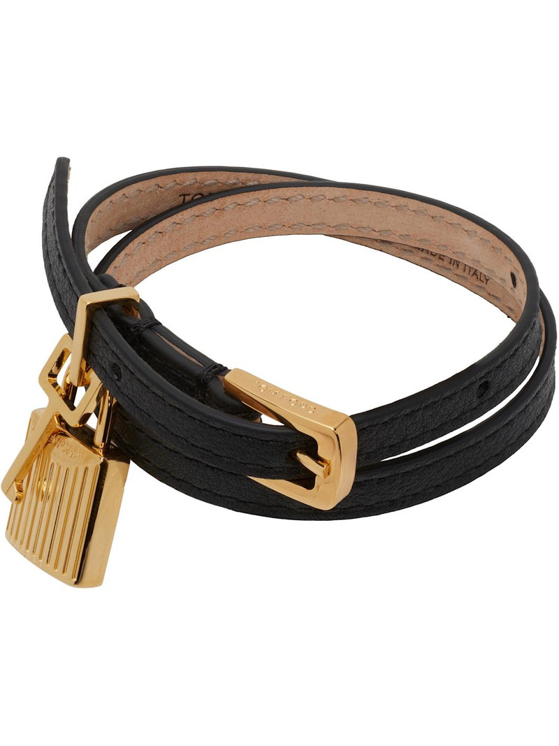 Black Grain Leather Bracelet 1