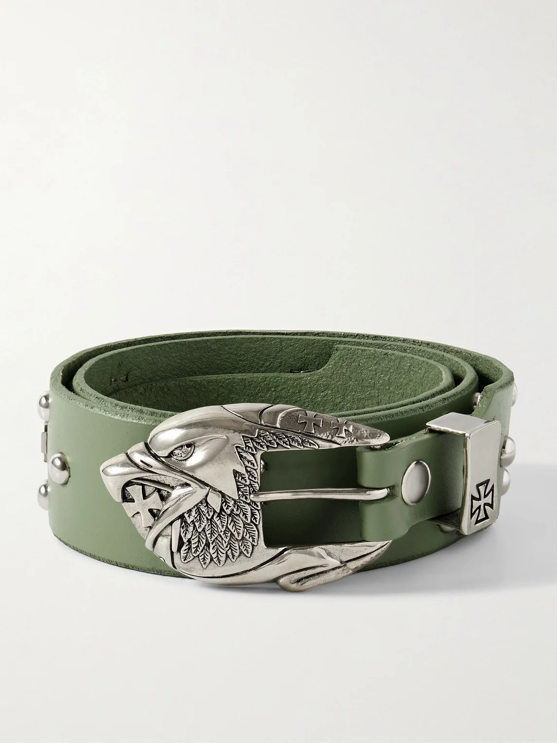 4.5cm Eagle Petit Iron Cross Studded Leather Belt - 1