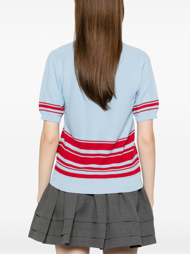 striped V-neck top 4