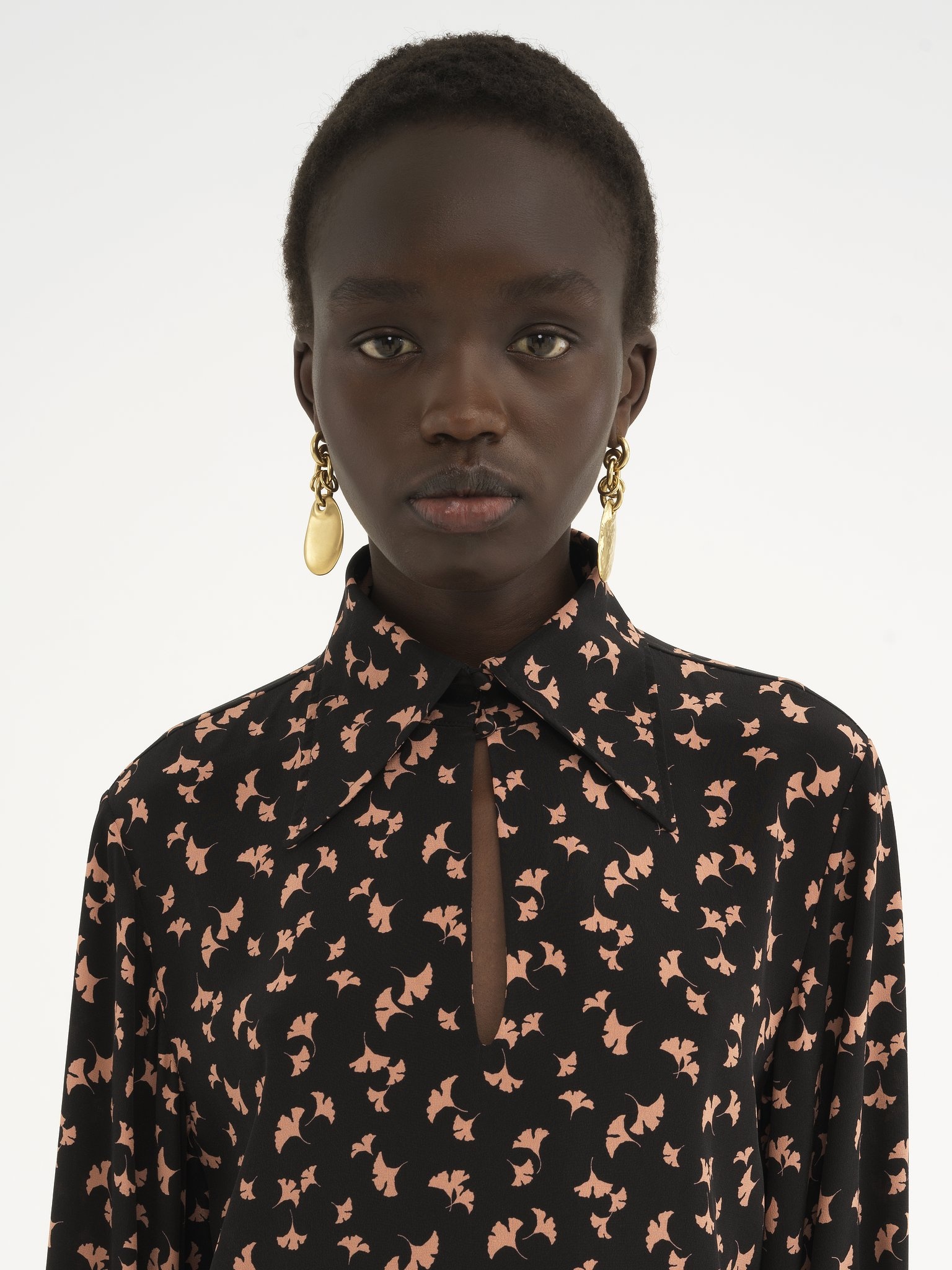 LONG-SLEEVE MINI DRESS IN PRINTED CRÊPE DE CHINE - 7