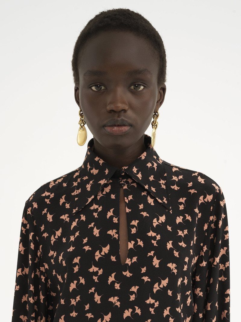 LONG-SLEEVE MINI DRESS IN PRINTED CRÊPE DE CHINE 7