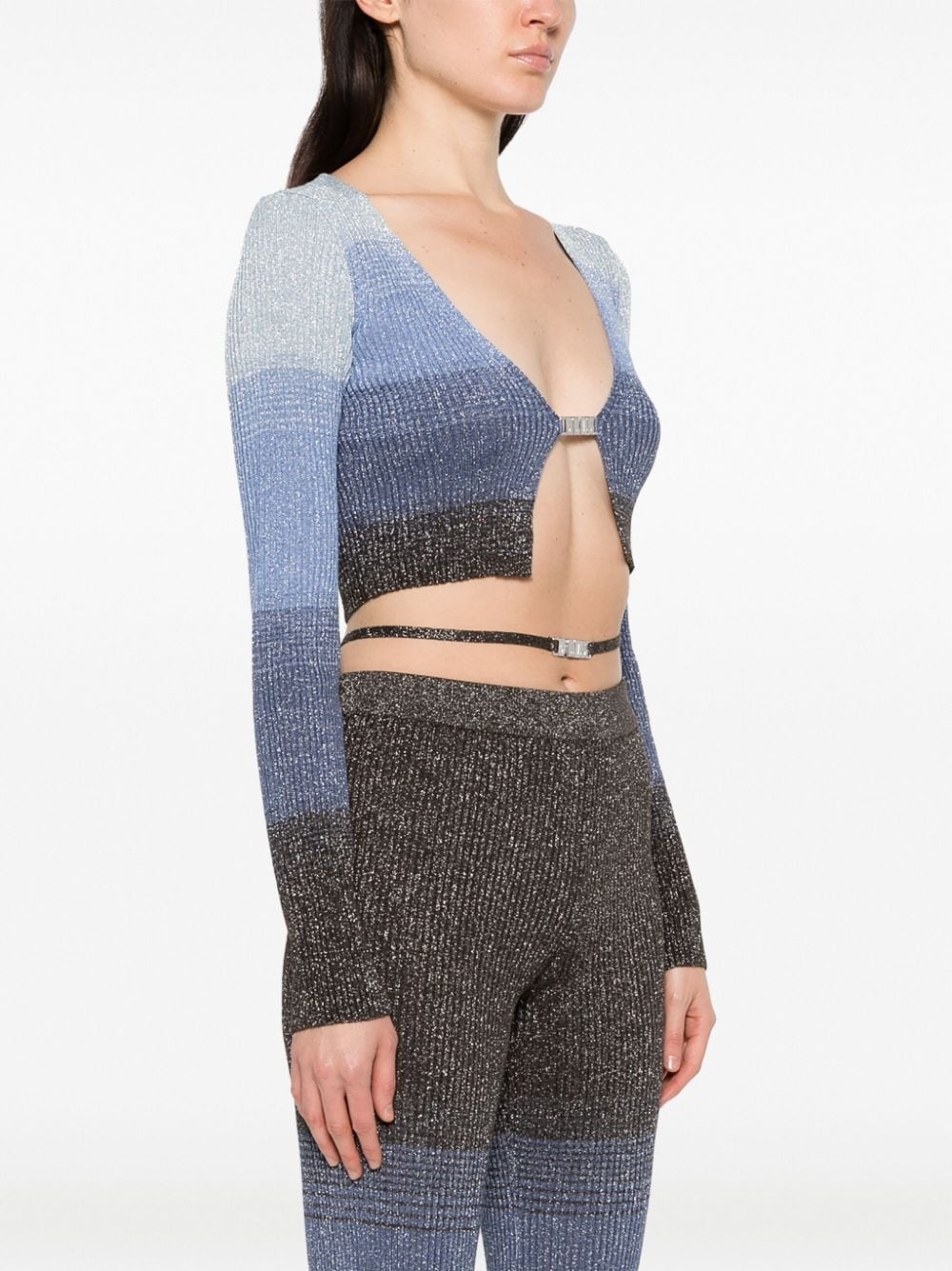 degradé ribbed-knit cropped cardigan - 3