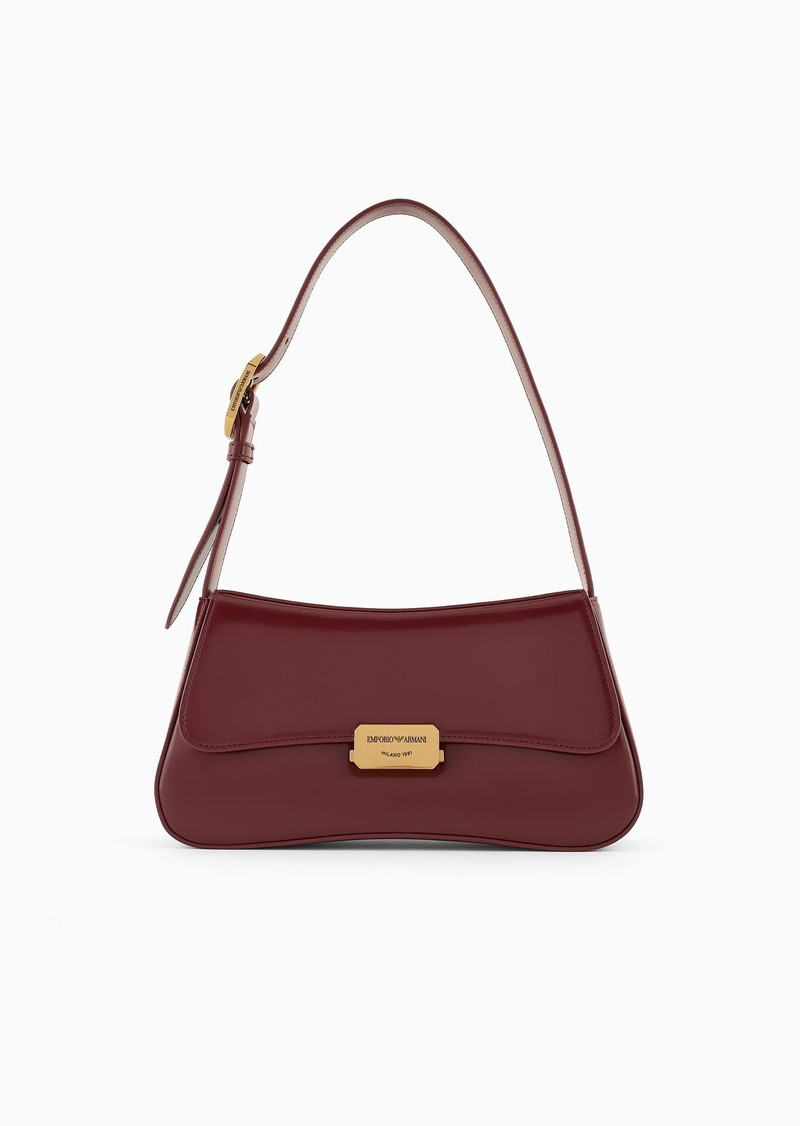 Brushed-finish baguette shoulder bag 1