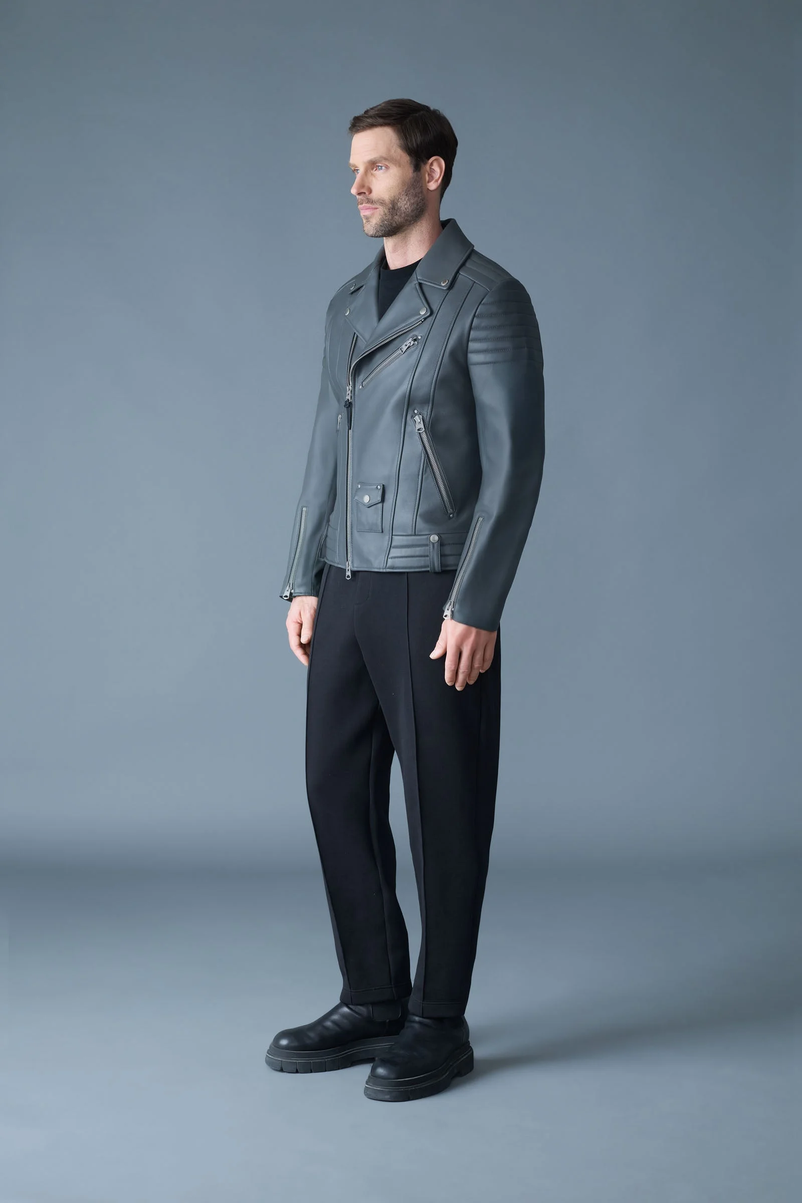 MACKAGE KENNETH Leather Biker Jacket - P003335-0065 | REVERSIBLE
