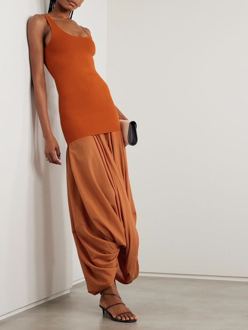 Totême Cocoon draped voile and stretch-knit maxi dress Orange outlook