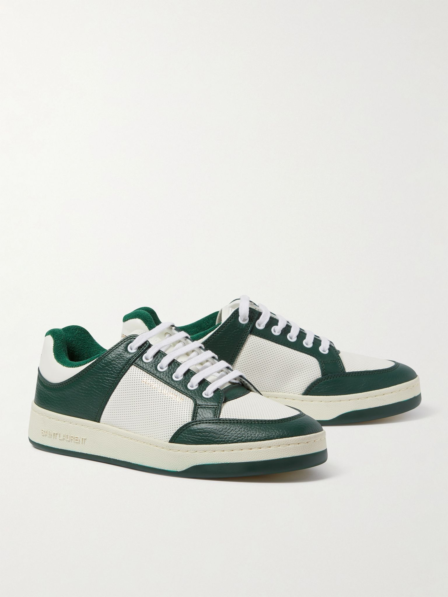SL/61 Mesh and Leather Sneakers Green - 3