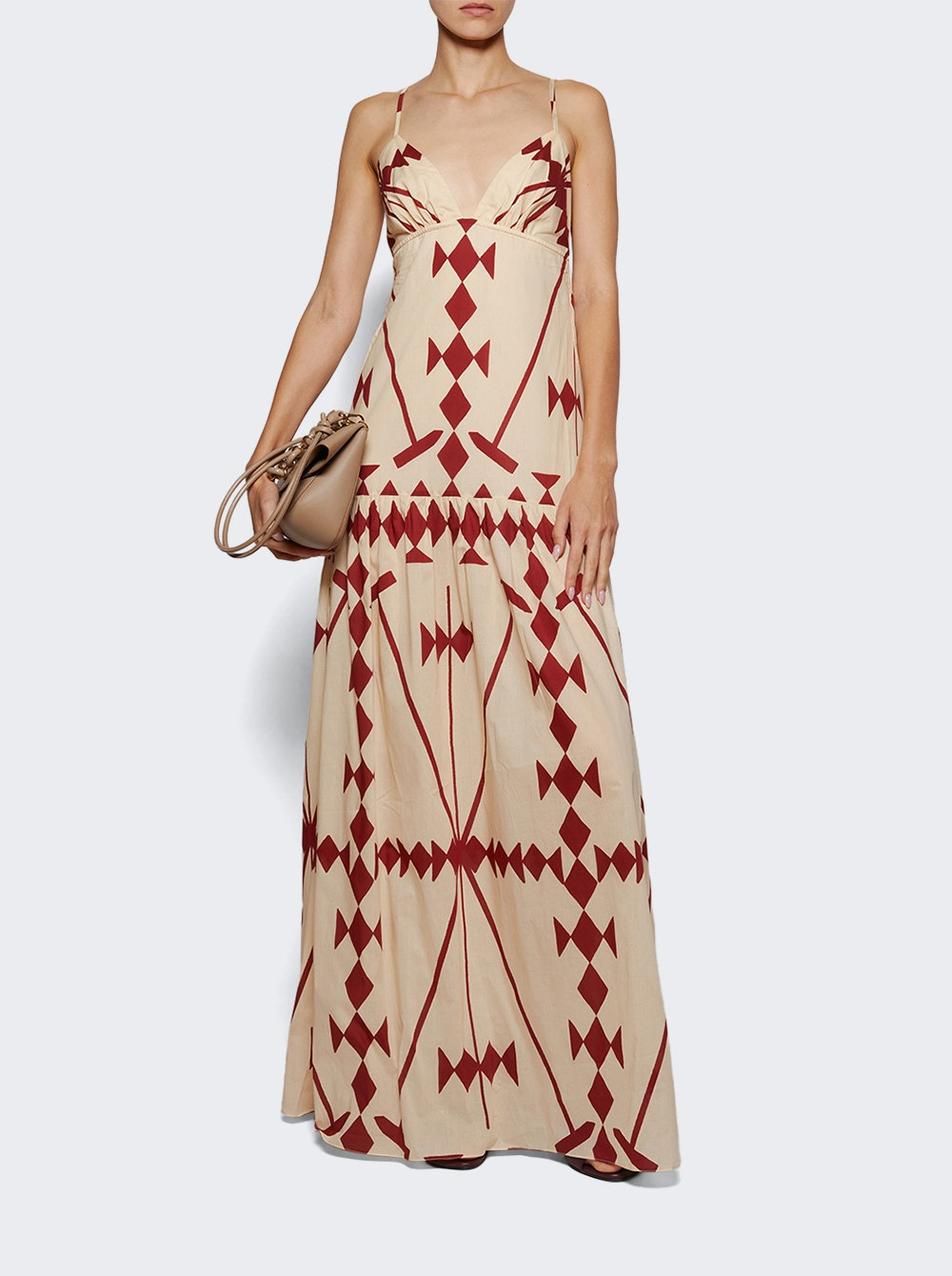 Zea Palm Maxi Dress Ecru And Wine - 5