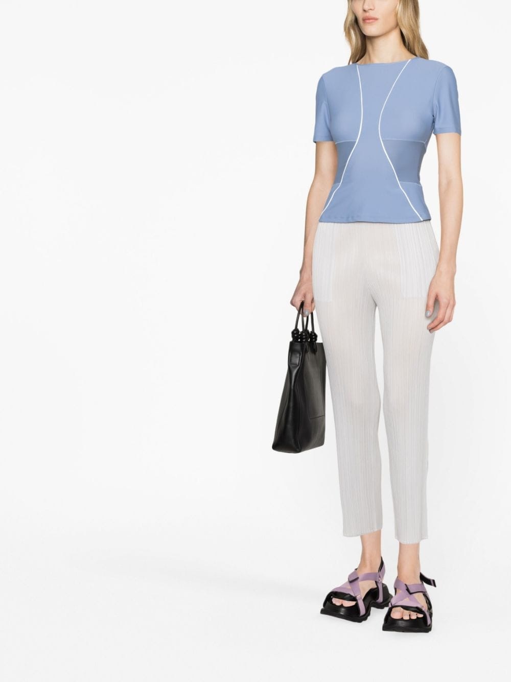plissé tapered-leg cropped trousers - 2
