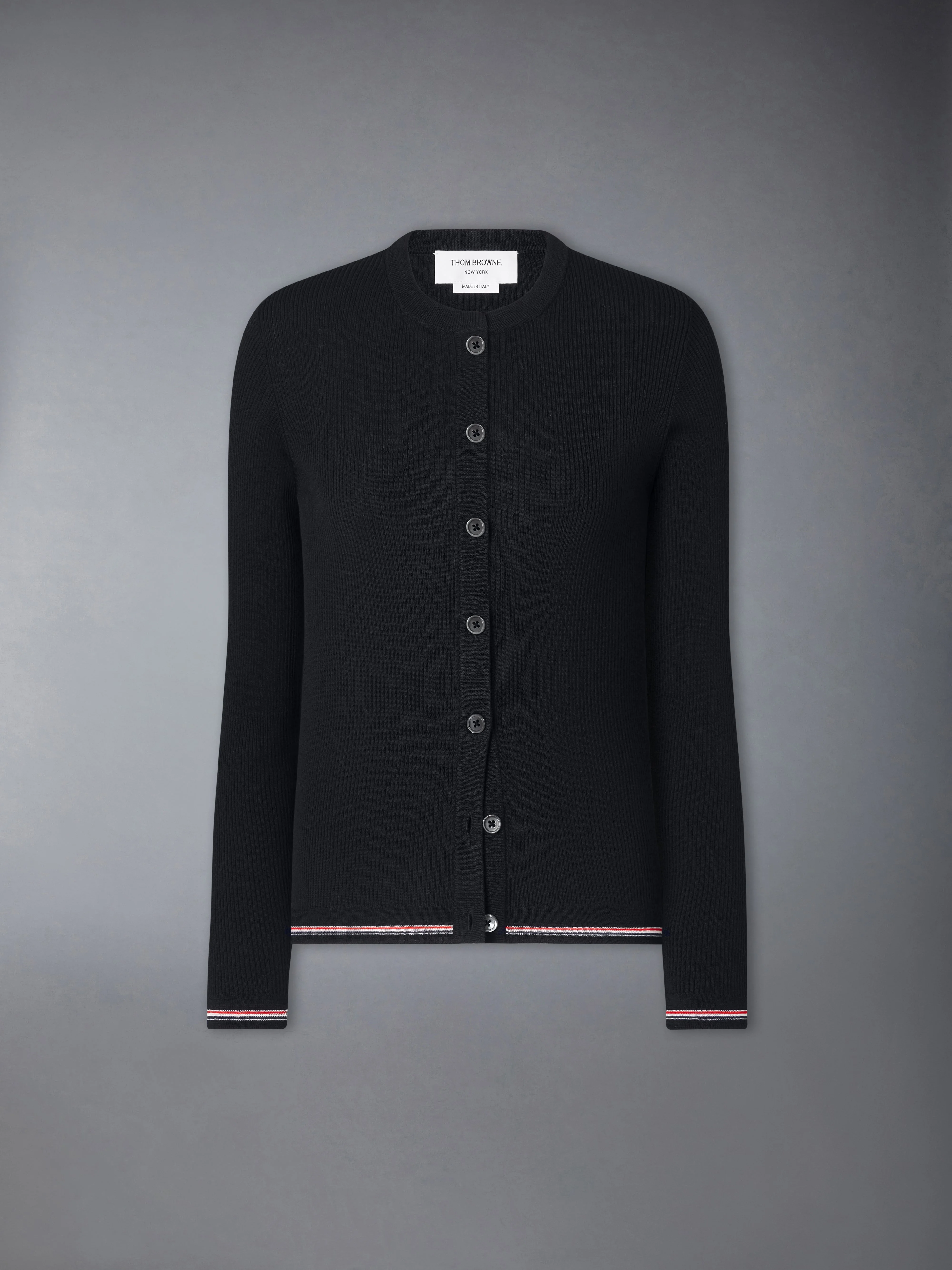 MERINO WOOL RIB STITCH CARDIGAN - 1