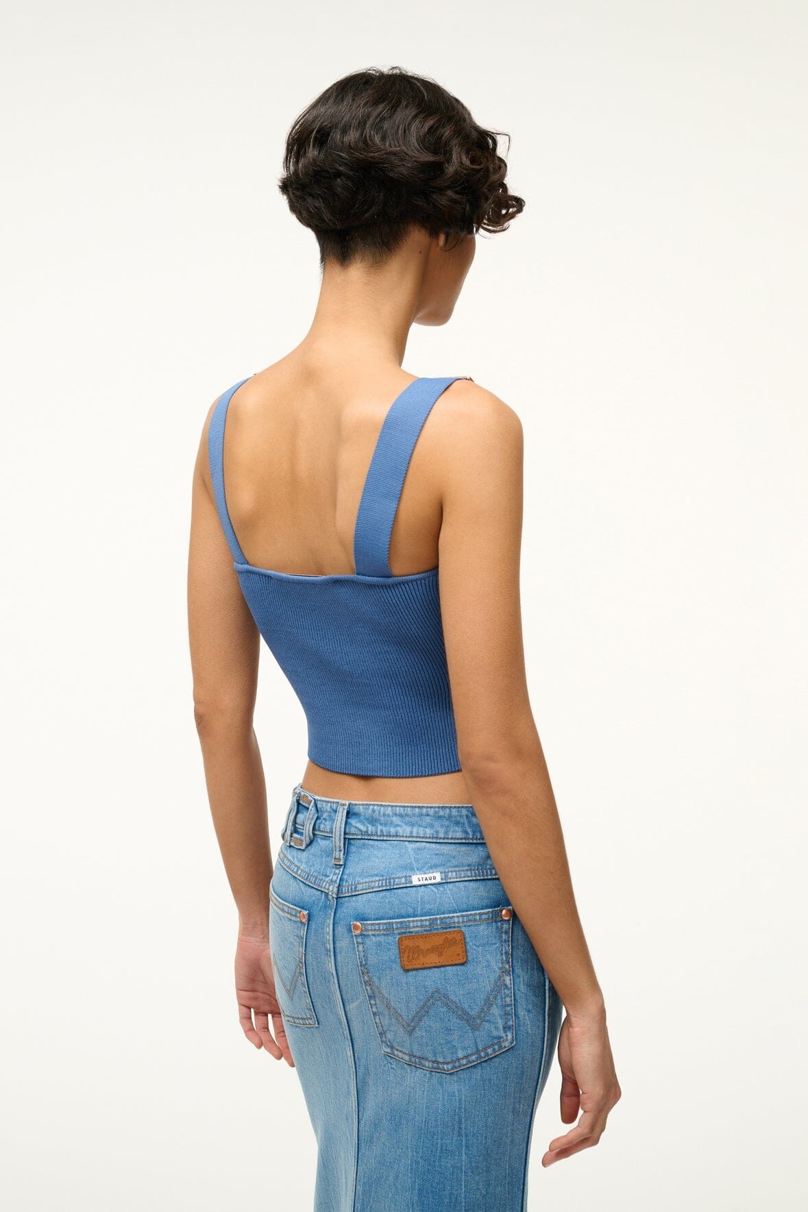 STAUD + WRANGLER THE OVERALL RIB TANK DENIM BLUE - 4