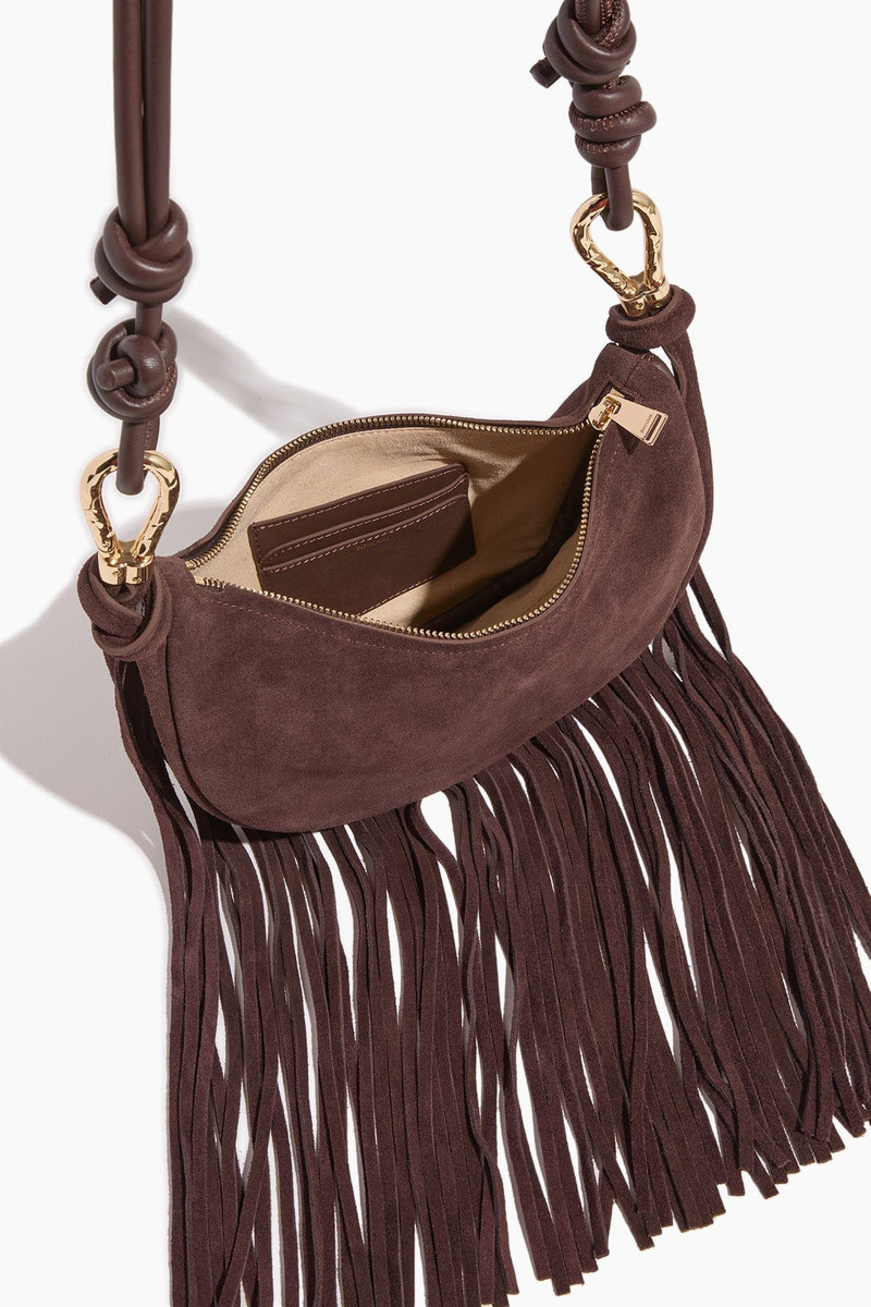 Avery Fringe Suede Crossbody Bag in Cacao 3