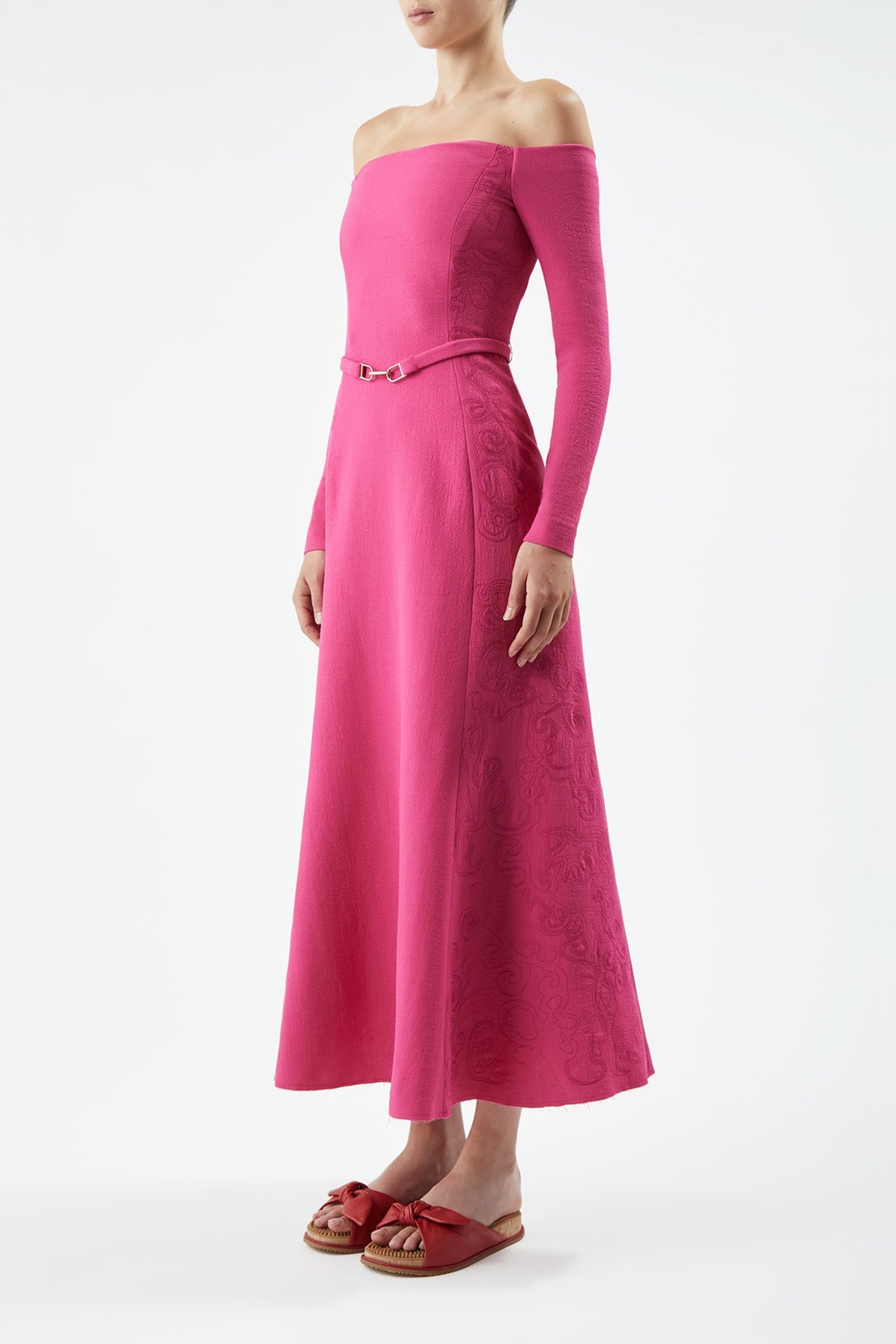 Embroidered Carole Dress in Virgin Wool - 3