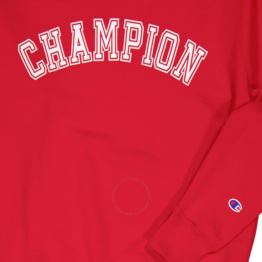 Champion Bright Red French Terry Varsity Crewneck Sweatshirt - 7