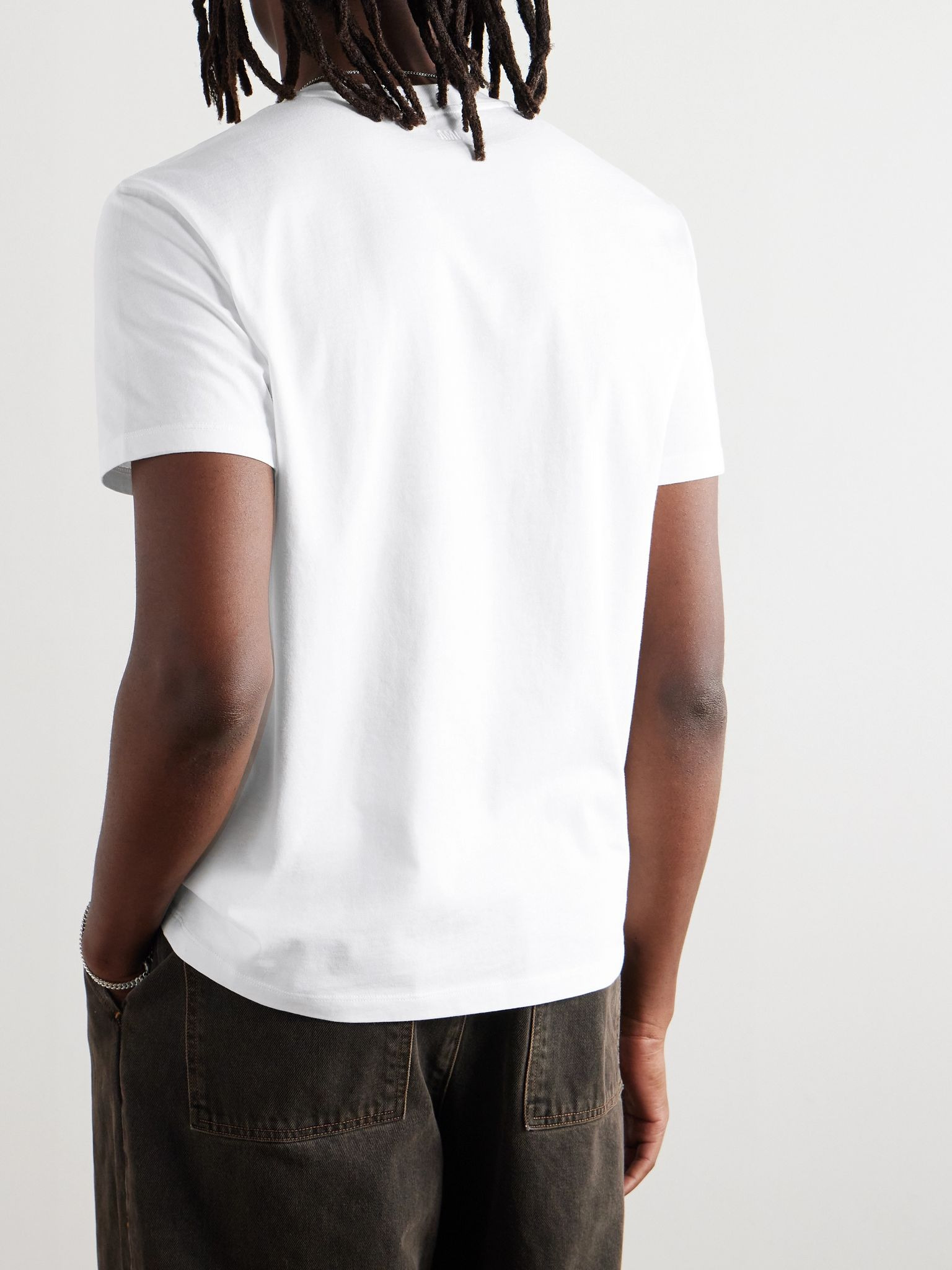Logo-Embroidered Cotton-Jersey T-Shirt White - 4