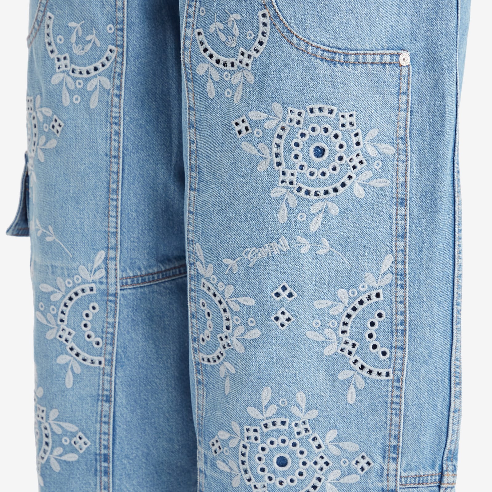 GANNI GANNI Broderie Anglaise Denim Carpenter Jeans