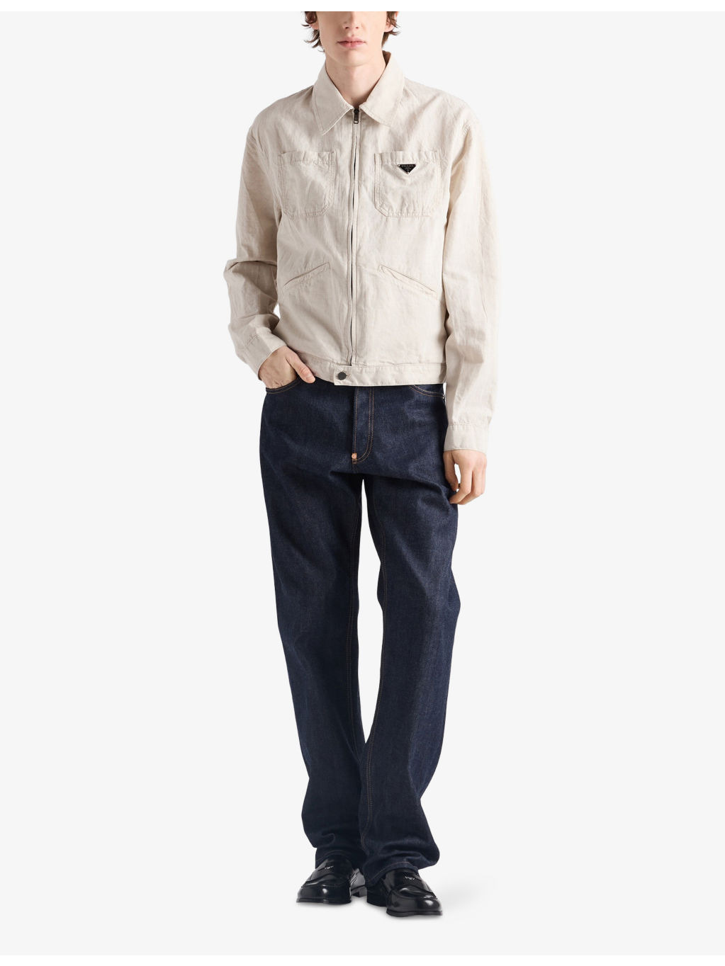 Brand-Plaque Washed Cotton and Linen-Blend Jacket - 2