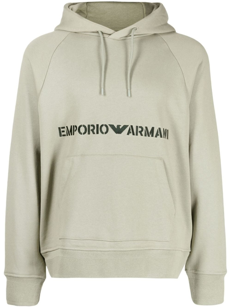 logo-embroidered cotton hoodie 1