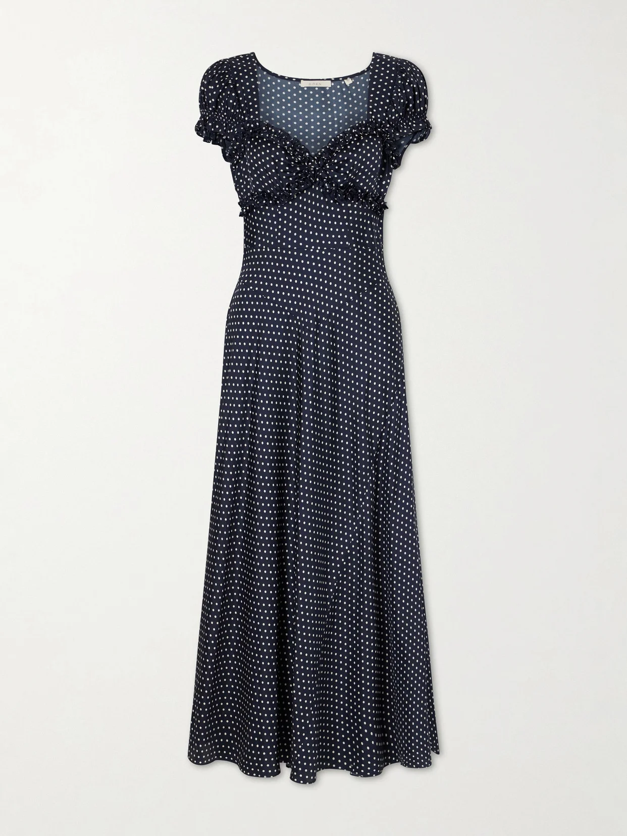 Valerine Gathered Polk-dot Silk-blend Twill Maxi Dress - 1