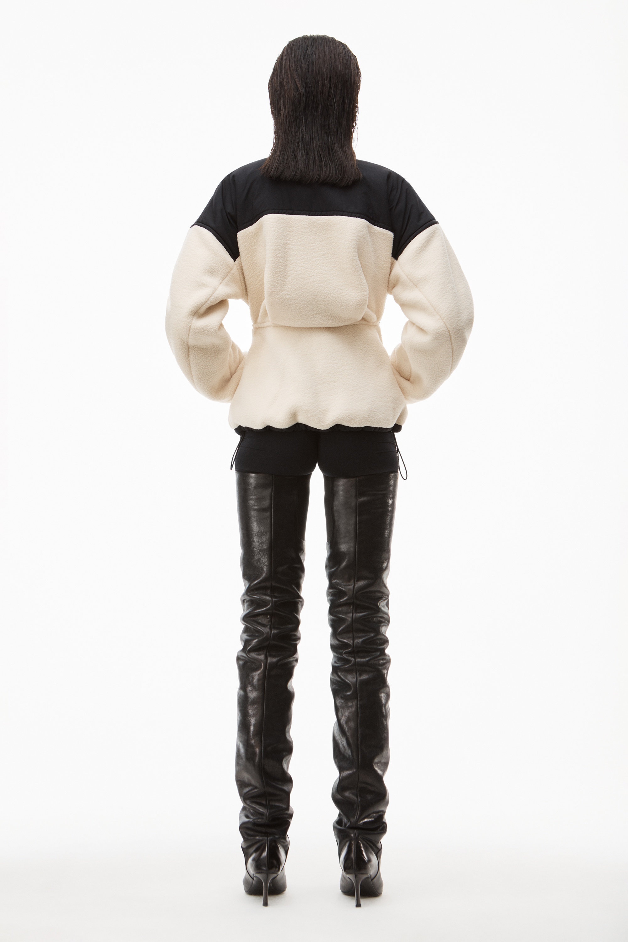 SCULPTED JACKET IN TEDDY FLEECE & NYLON - 5
