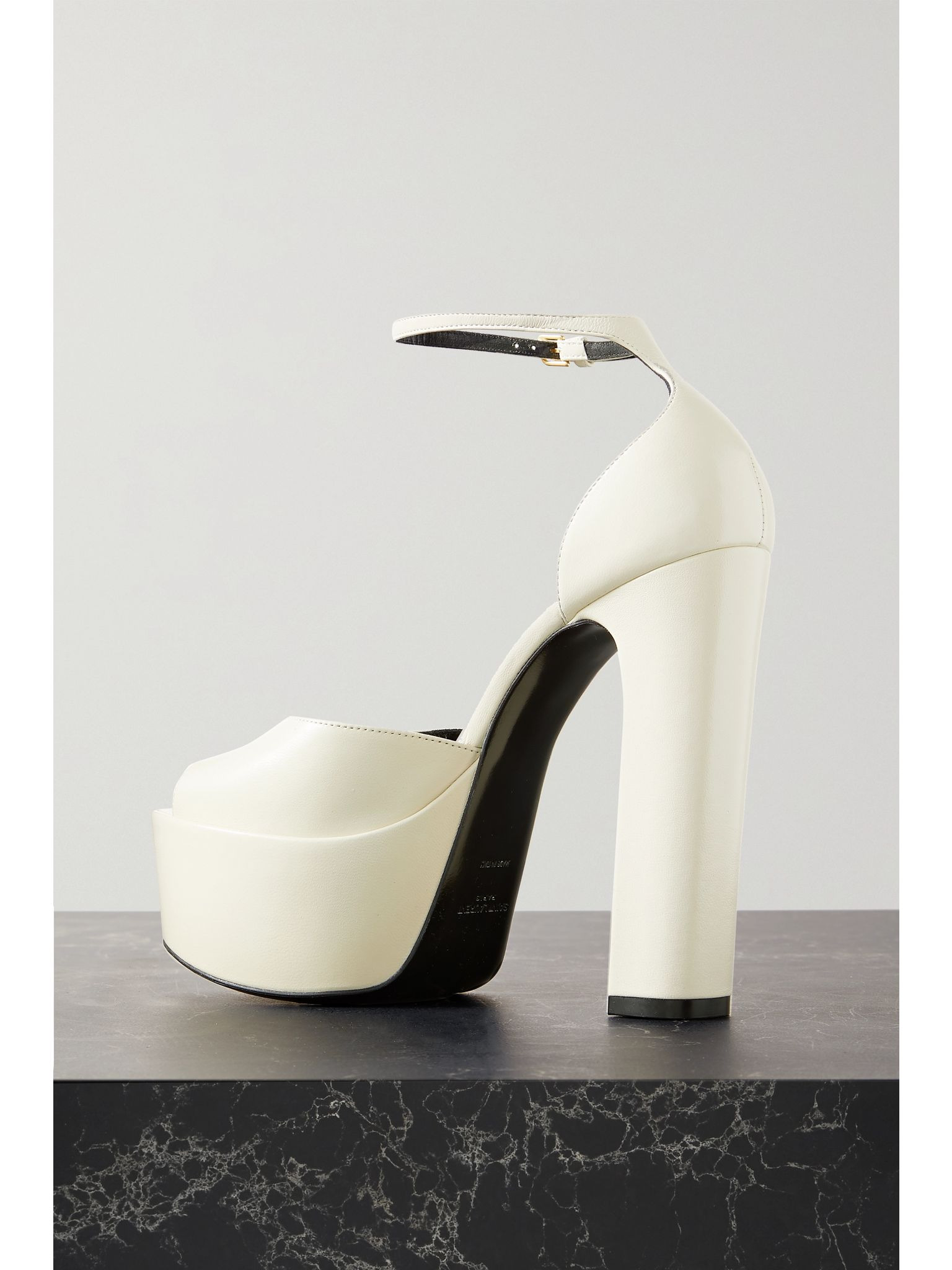 Jodie leather platform sandals Ecru - 3