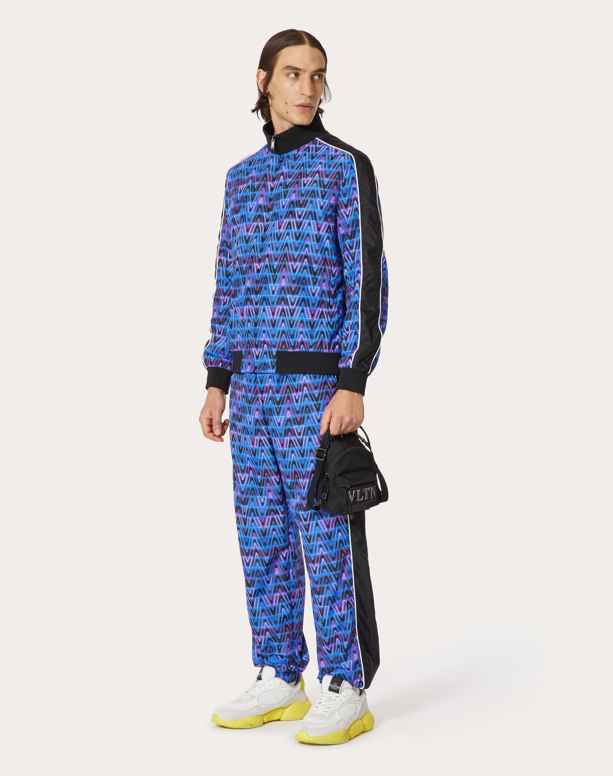 NYLON JACKET WITH V NEON OPTICAL PRINT - 2
